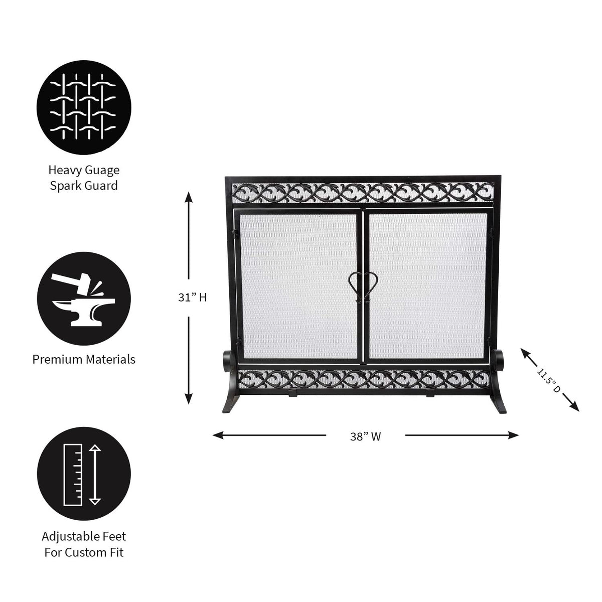 Black Metal Fireplace Screen A289