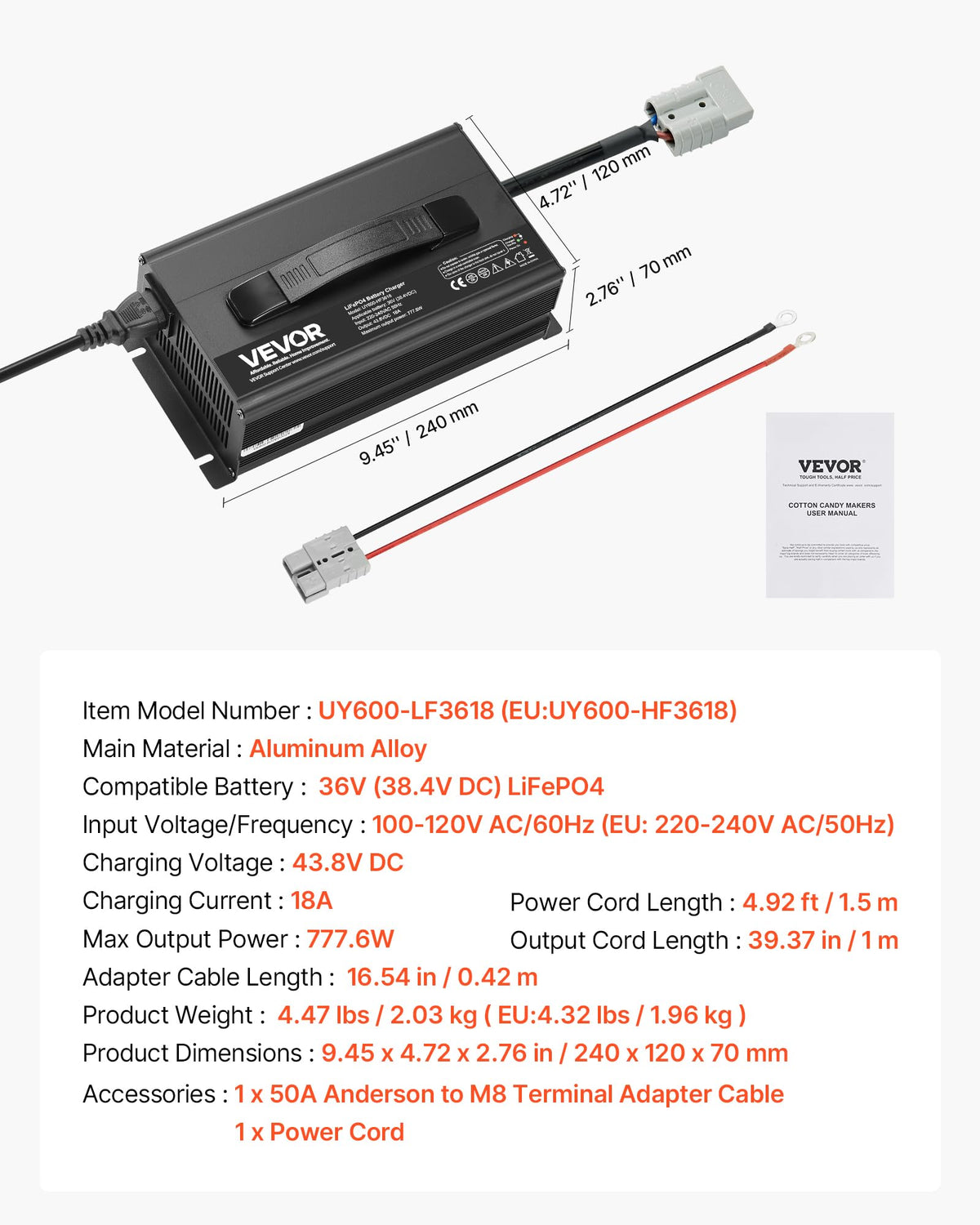 36V 18A Lithium Battery Charger Y552