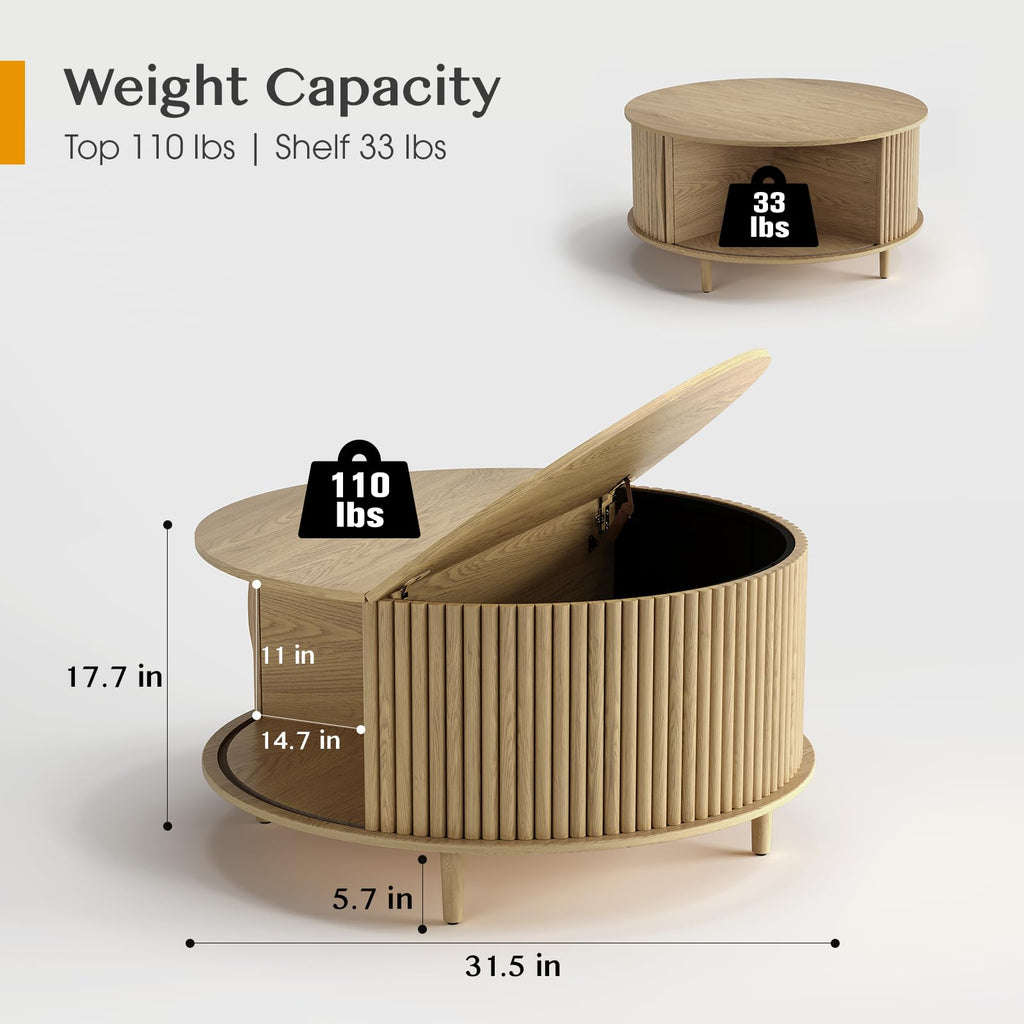 31.5" Round Coffee Table with Storage E760