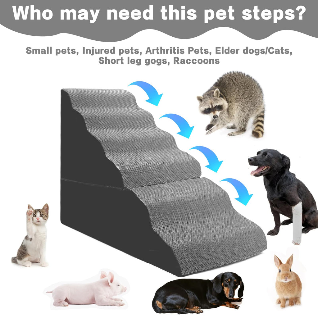6-Step Grey Foam Dog Stairs Y726