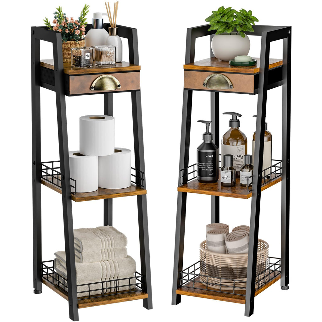 3-Tier Narrow Bathroom Shelves with Drawer F826