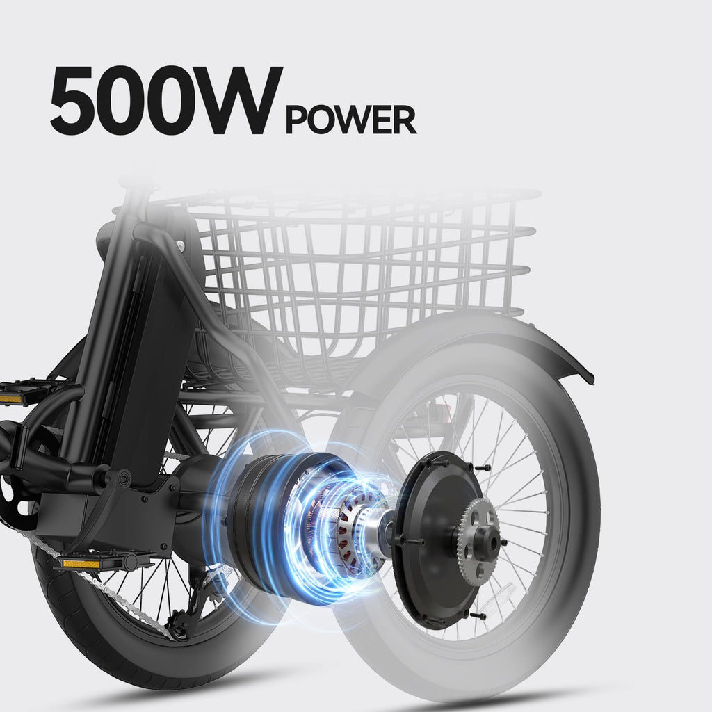 Folding Electric Tricycle 500W 3 Wheel E-Trike with Fat Tires U41727
