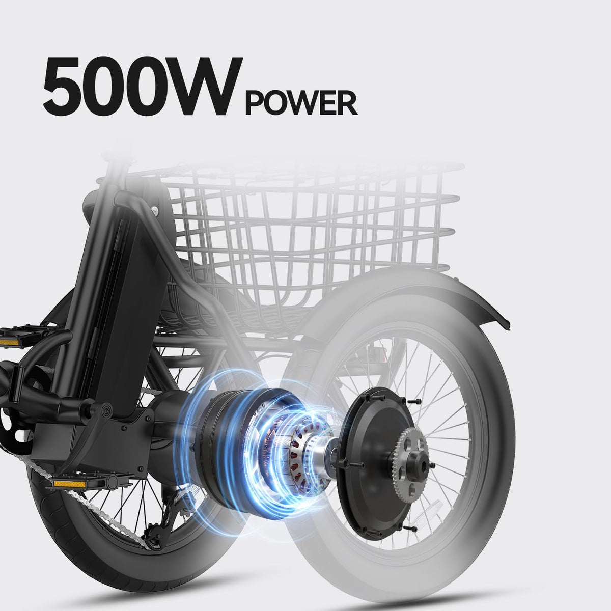 Folding Electric Tricycle 500W 3 Wheel E-Trike with Fat Tires U41727