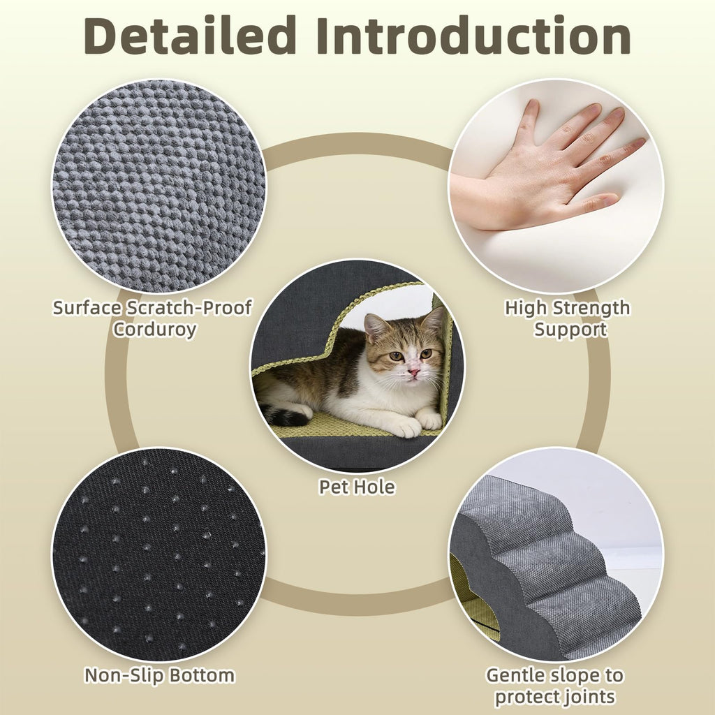 6 Step Non-Slip Grey Dog Stairs Y603