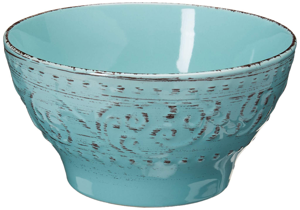 Turquoise 16 Piece Embossed Stoneware Dish Set W876