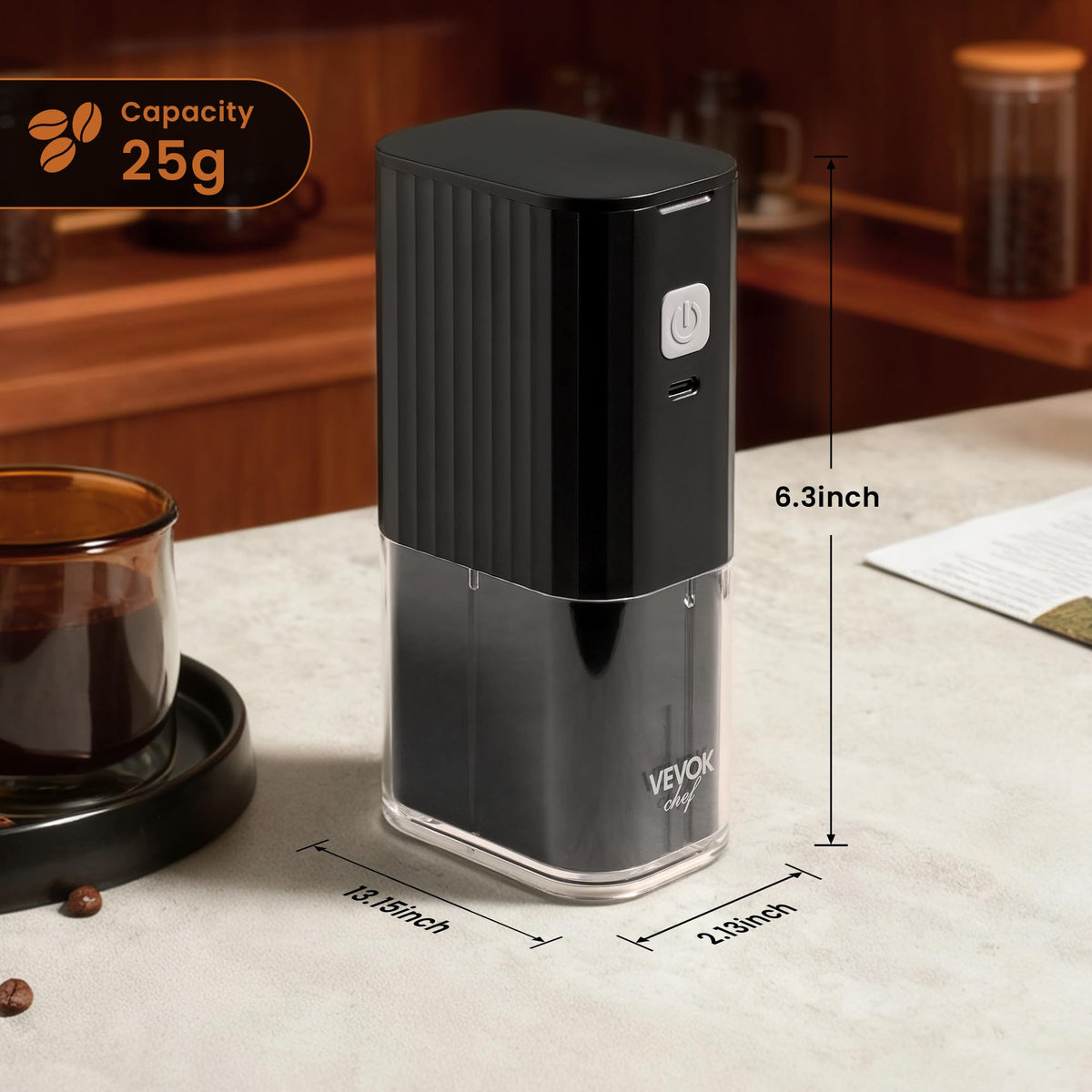 Portable Electric Coffee Grinder Adjustable Stainless Steel Burr T551