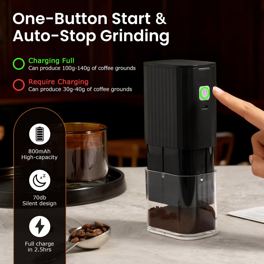 Portable Electric Coffee Grinder Adjustable Stainless Steel Burr T551