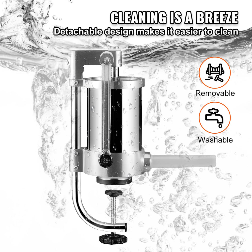 2.5LBS 304 Stainless Steel Vertical Sausage Stuffer with 3 Stuffing Tubes N93885
