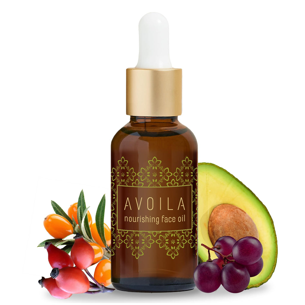 Organic Face Oil with Rosehip Sea Buckthorn Avocado Vitamin E F12406