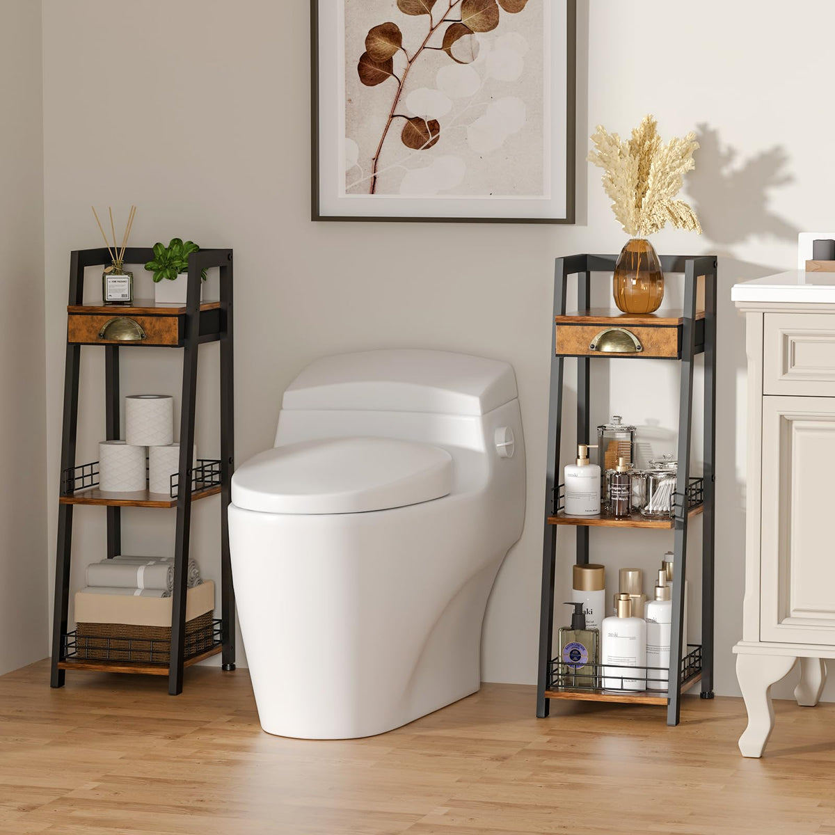 3-Tier Narrow Bathroom Shelves with Drawer F826