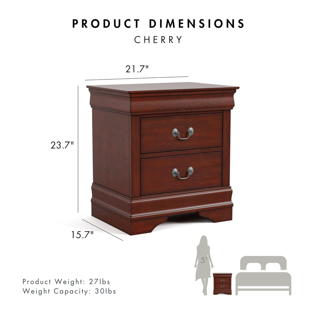 Solid Wood Nightstand with Drawers and Antique Nickle Handles S766