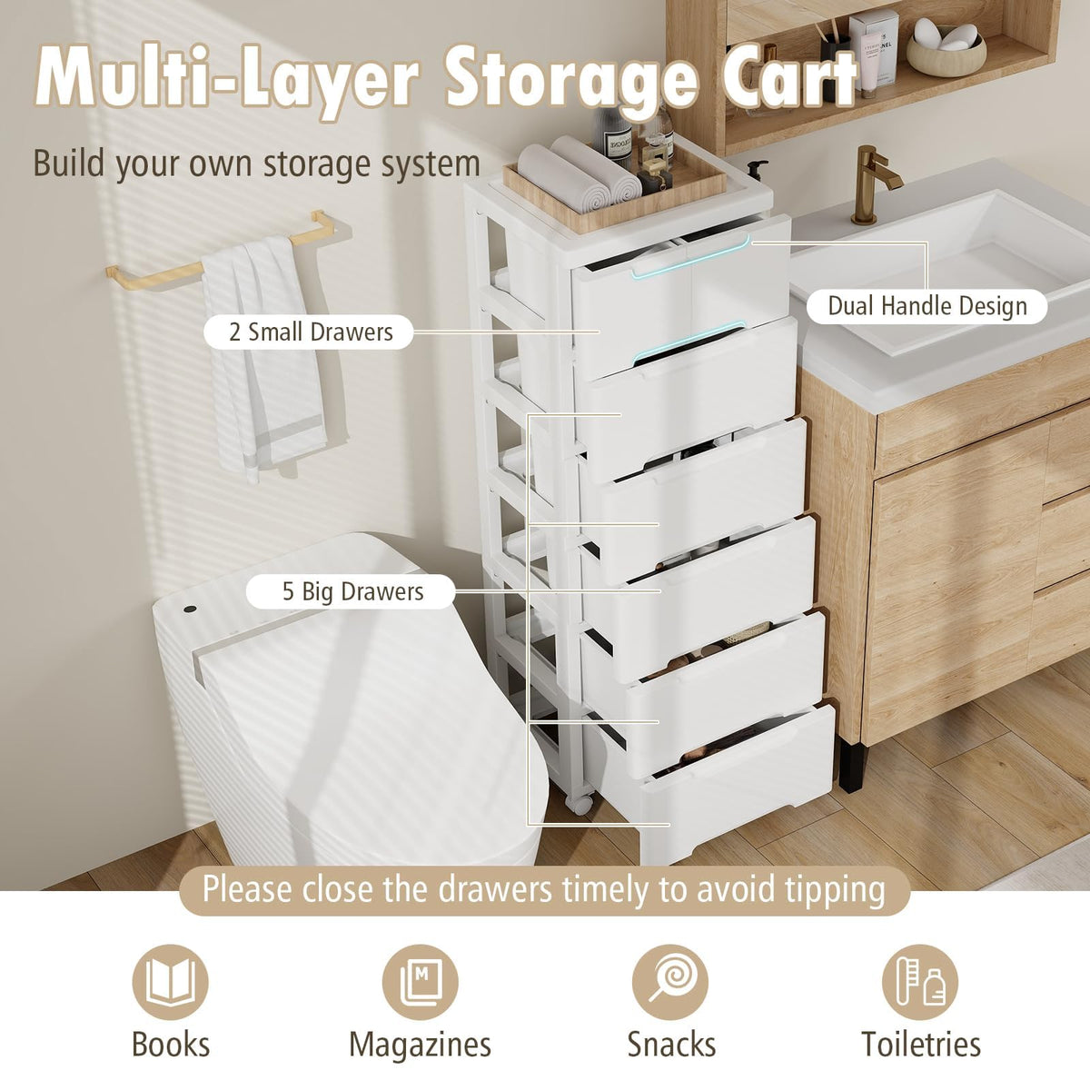 Storage Cabinet with 6 Plastic Drawers Y372930