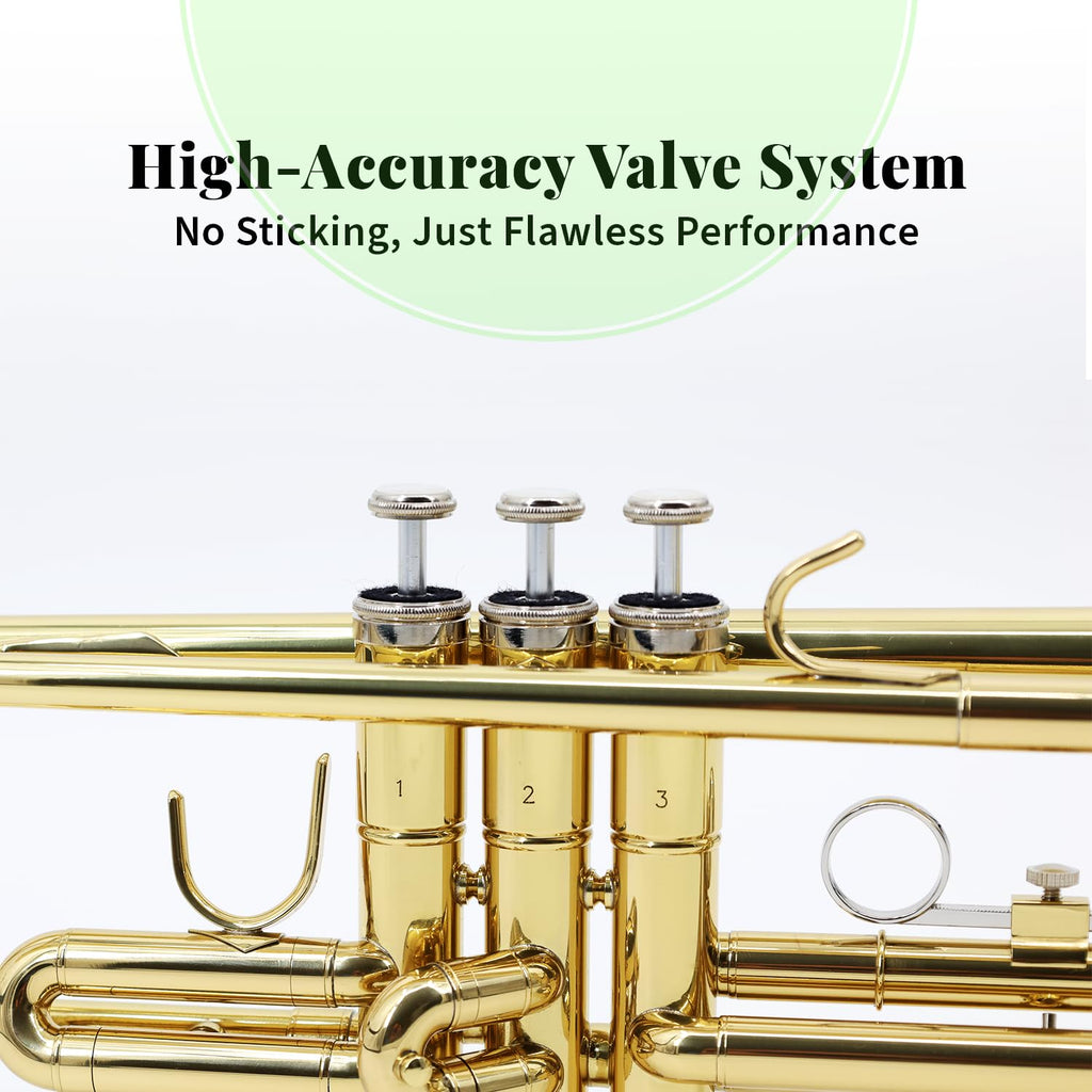 Trumpet Set with Hard Case, Mouthpiece, Cleaning Kit, Brass F547