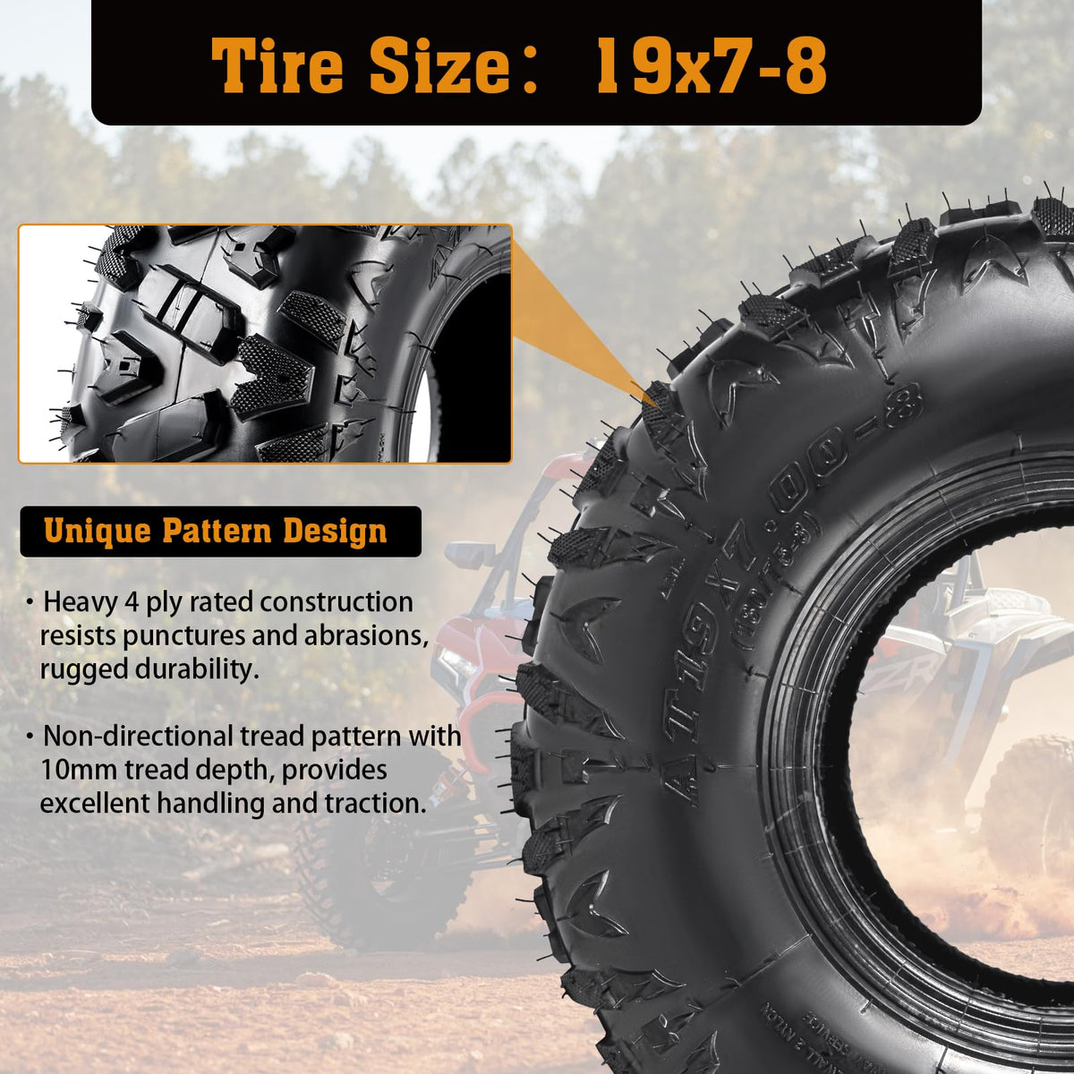 19x7-8 All-Terrain ATV UTV Tires 2 PCS U358526