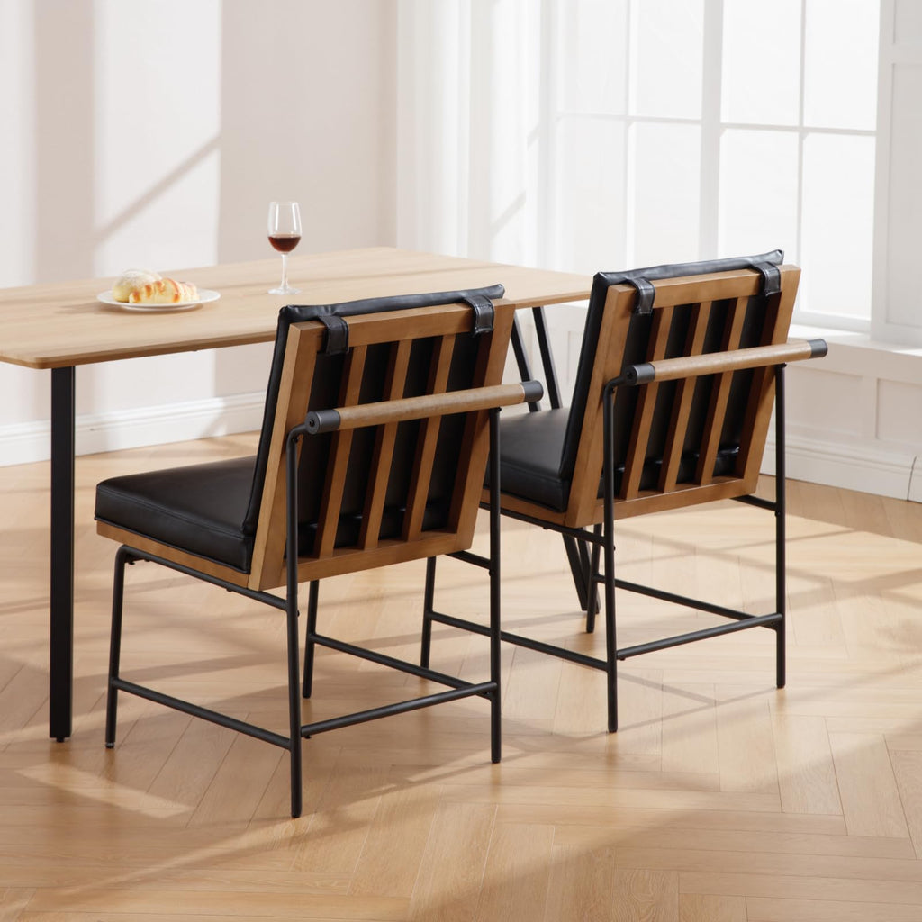 Black PU Dining Chairs Set of 2 W28122