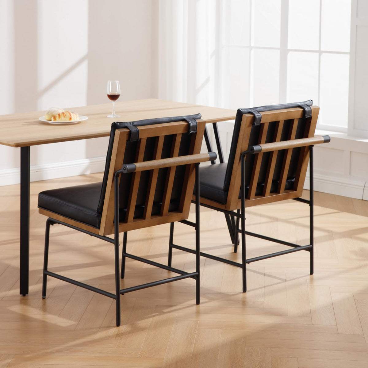 Black PU Dining Chairs Set of 2 W28122