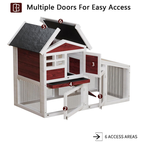 2-Tier Wooden Rabbit Hutch with Run U28316
