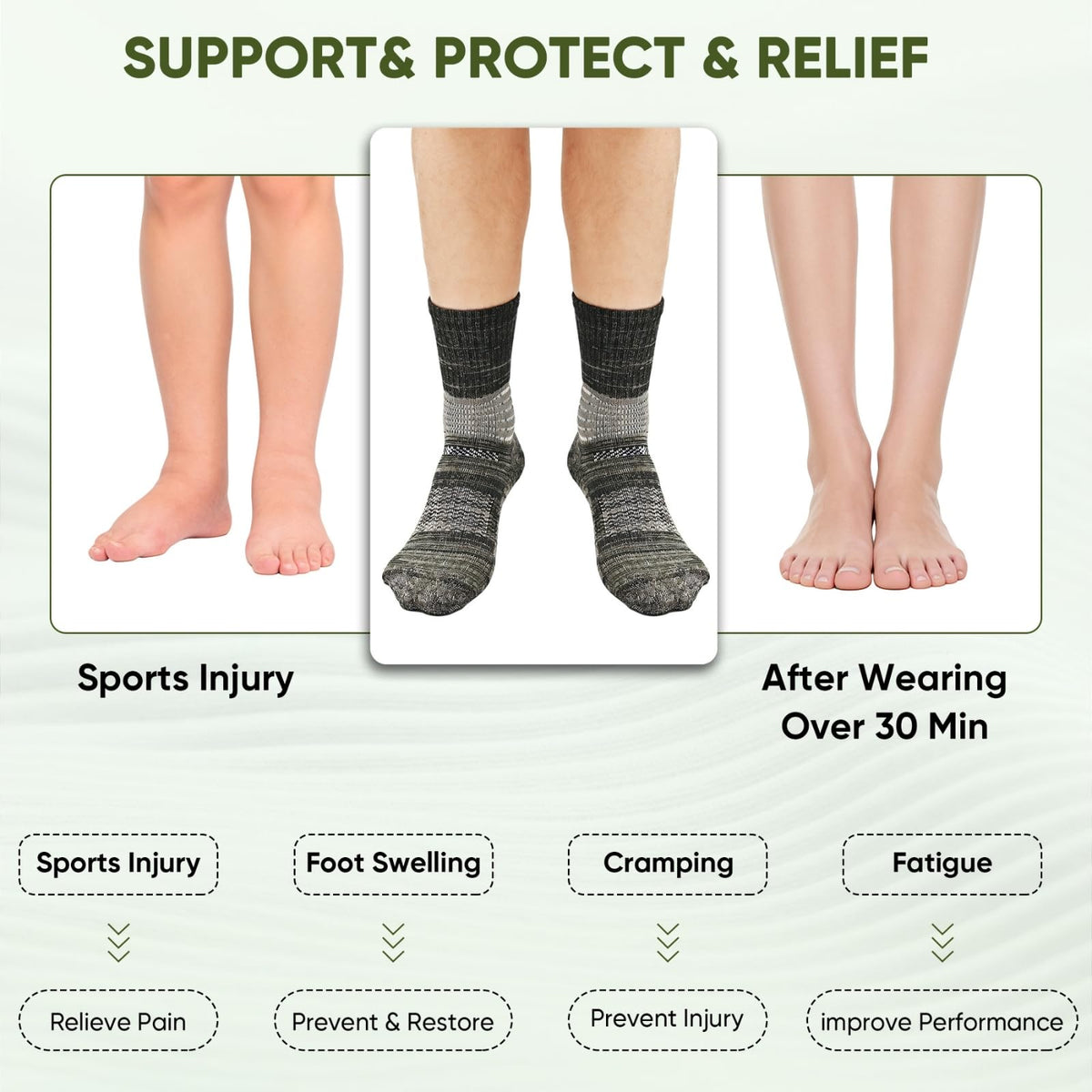 Compression Ankle Support Crew Socks 3 Pairs A239