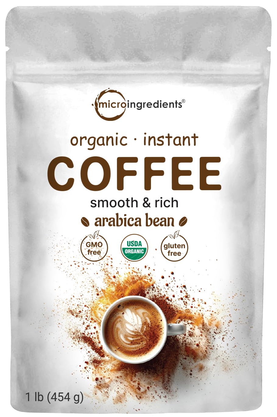 Organic Instant Coffee 1lb Powder Medium to Dark Roast A419886