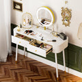 White 40" Vanity Desk with Mirror and Lights V6051