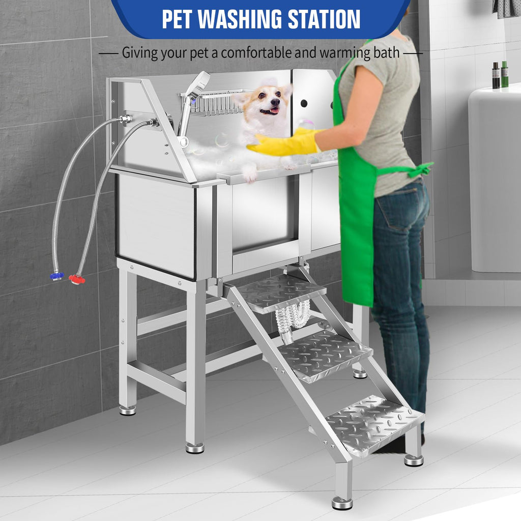 Stainless Steel Dog Grooming Tub with Stairs R860