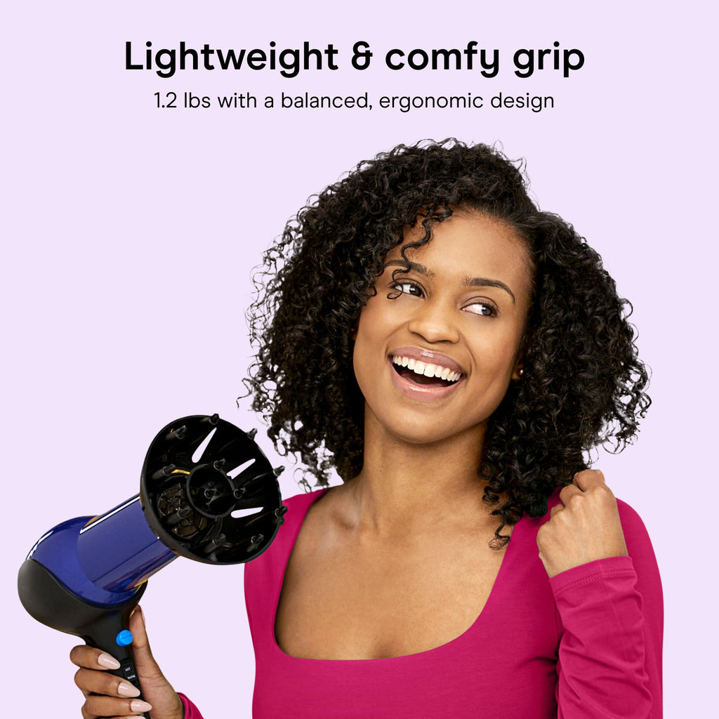 Lightweight 1875W Hair Dryer with Diffuser & Concentrator Attachments S88452