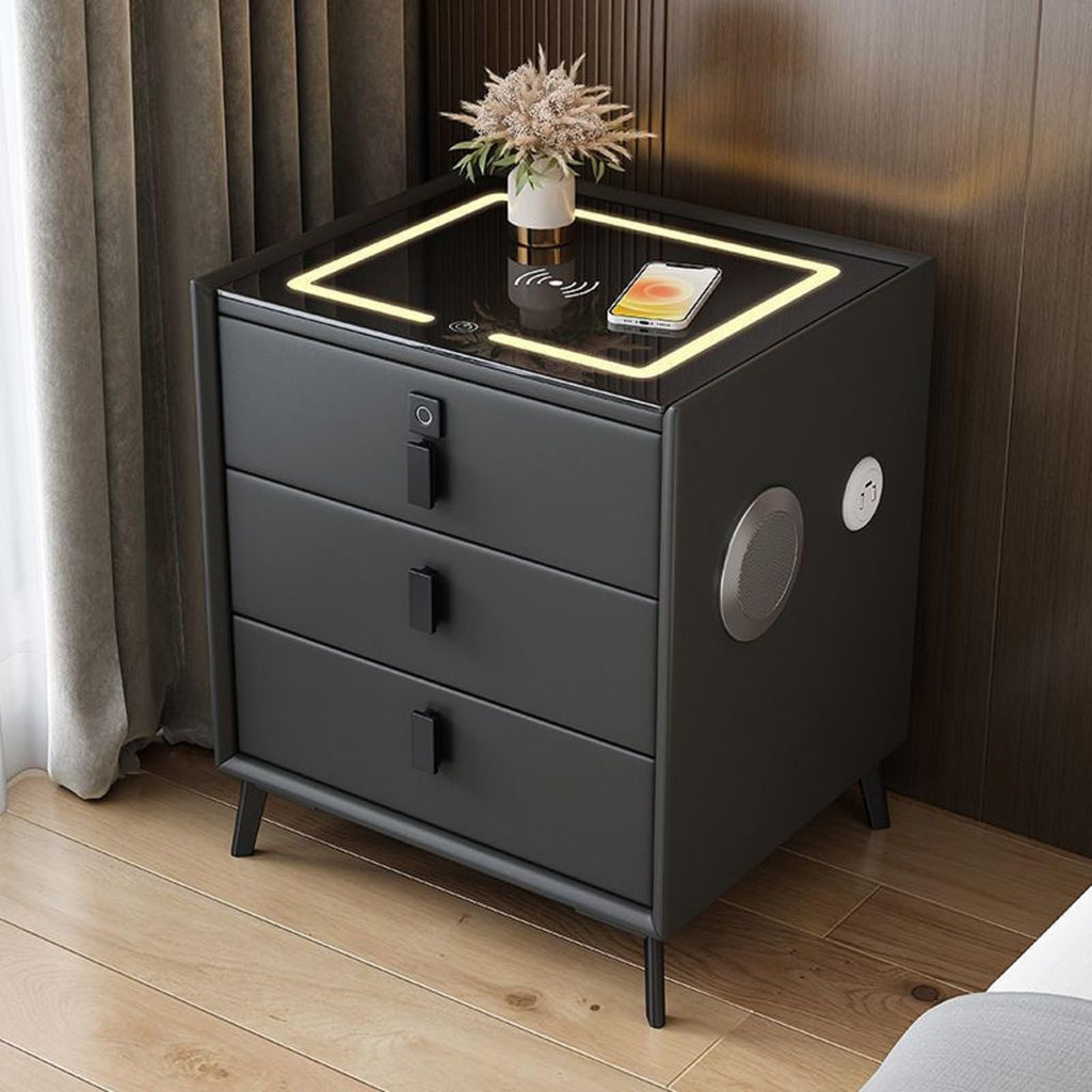 Smart LED Nightstand with Wireless Charging and Fingerprint Lock B410