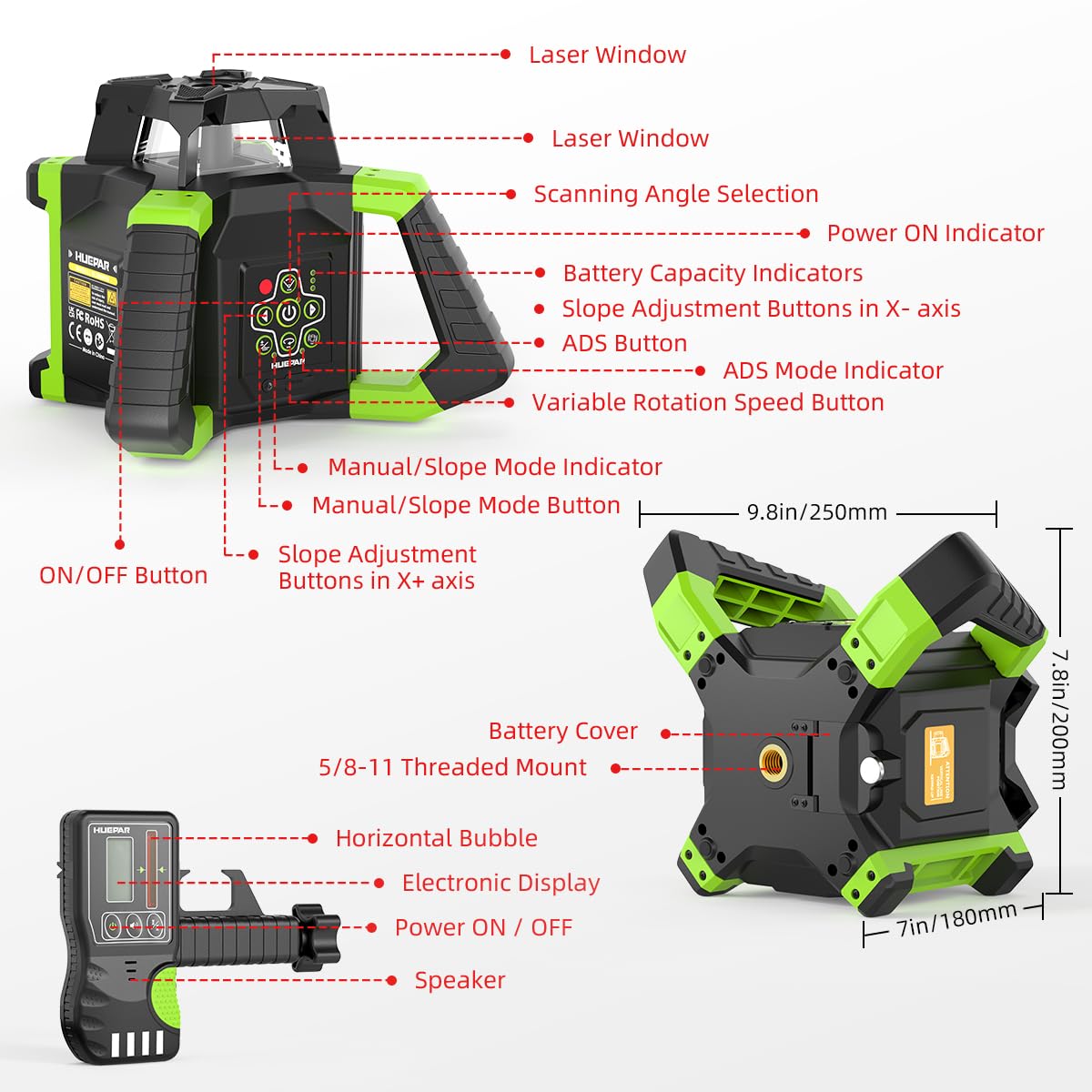 Red Self-Leveling Rotary Laser Level Kit L993