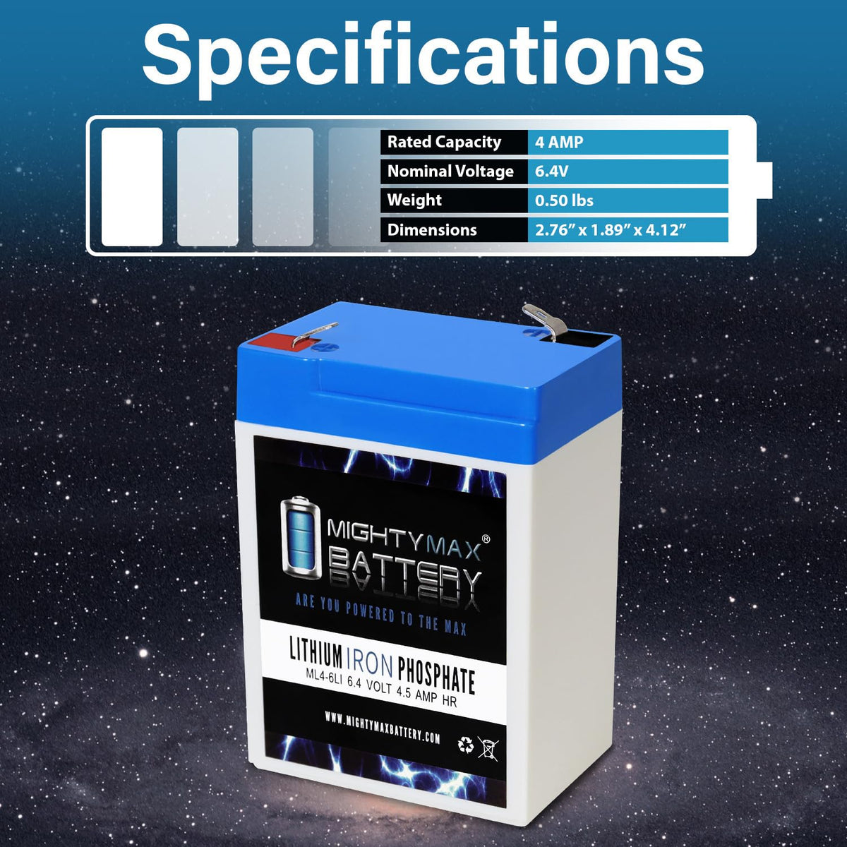 6V 4.5AH Lithium Replacement Battery U375310