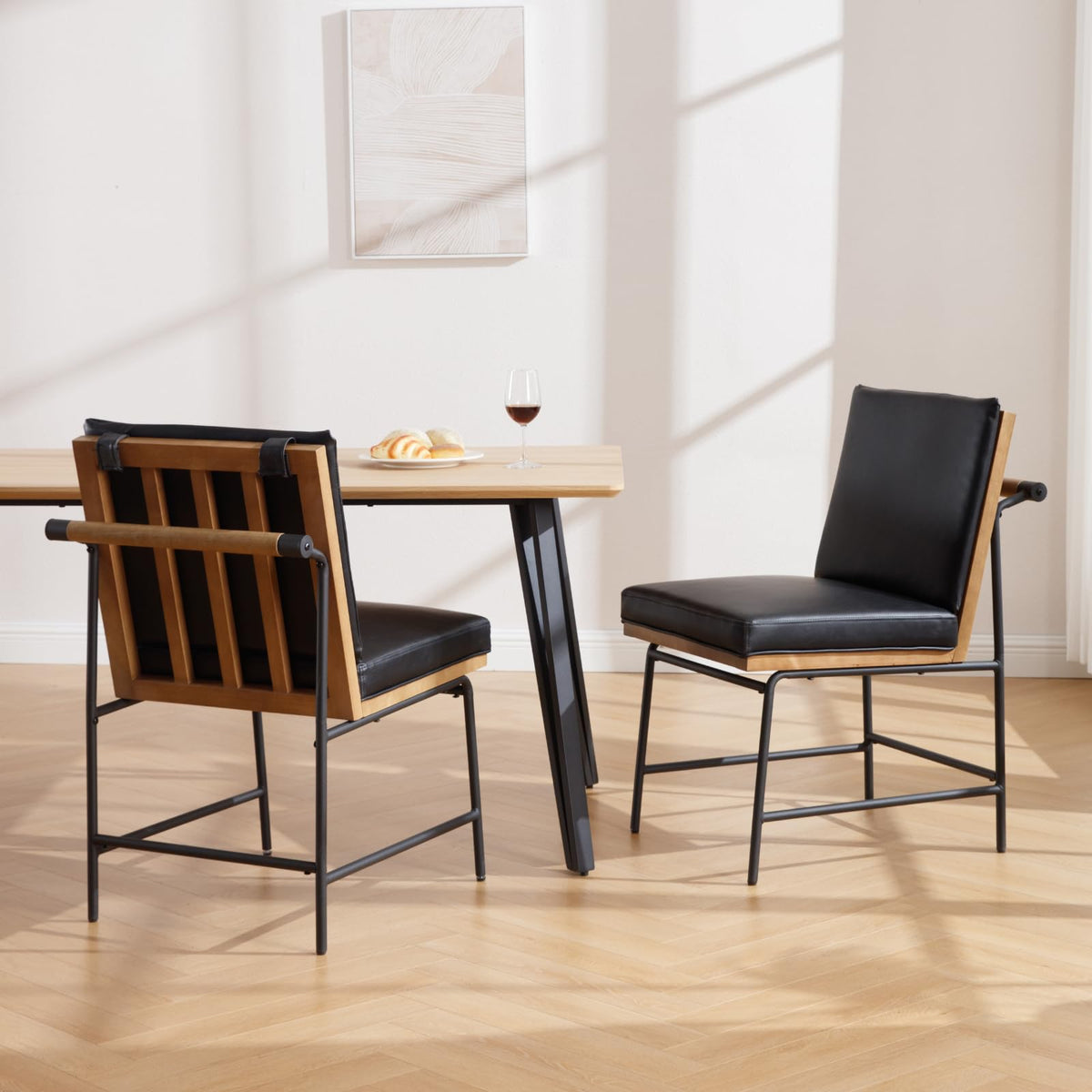 Black PU Dining Chairs Set of 2 W28122