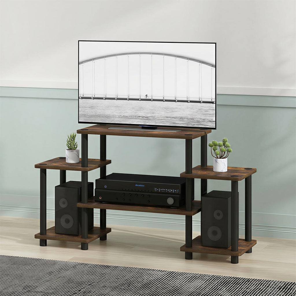 6-Shelf Toolless TV Stand with Raised Top for TV up to 50 Inch T76963