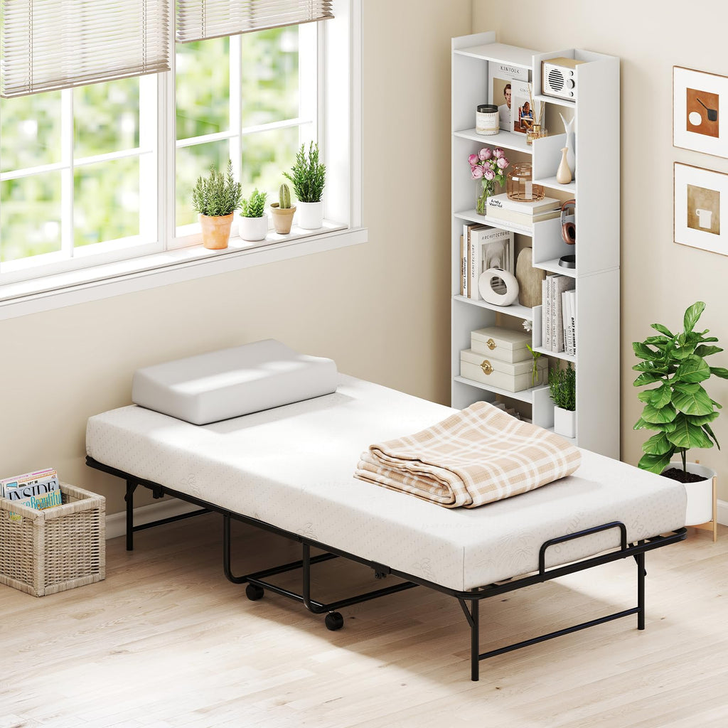 Twin Folding Bed with Memory Foam Mattress D679