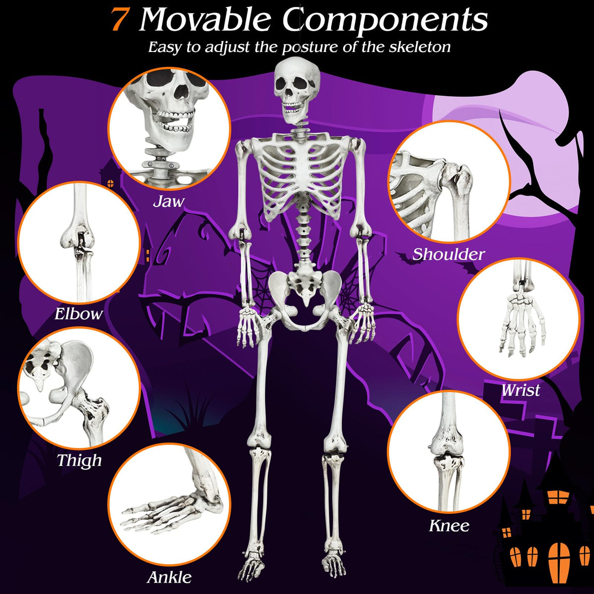 5.4 FT Posable Skeleton Decoration Y341070