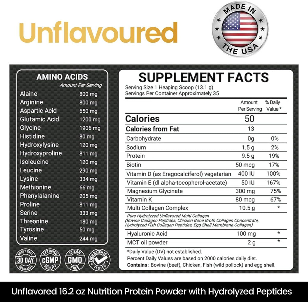 16.2 oz Unflavored Hydrolyzed Collagen Peptides Powder E415917