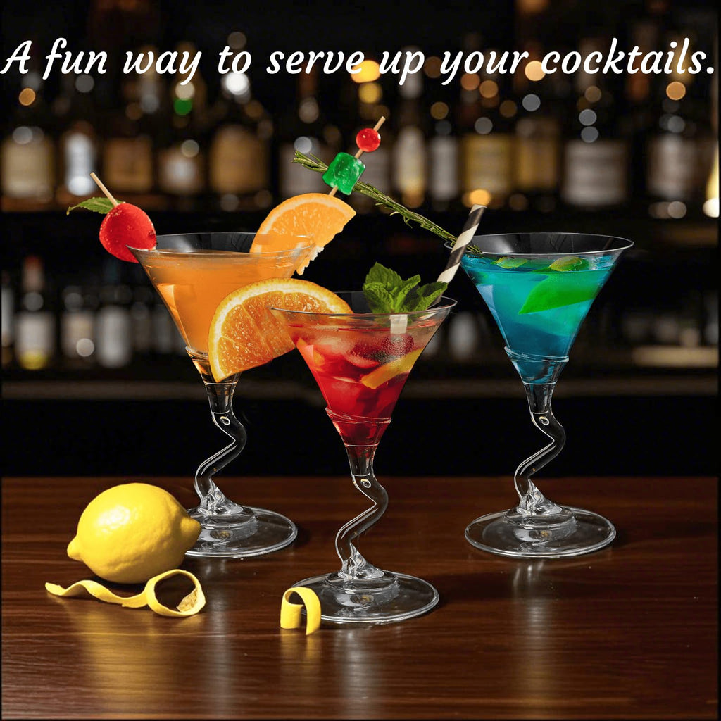 18 Pack 5 Oz Plastic Martini Glasses with Twisted Stem O931