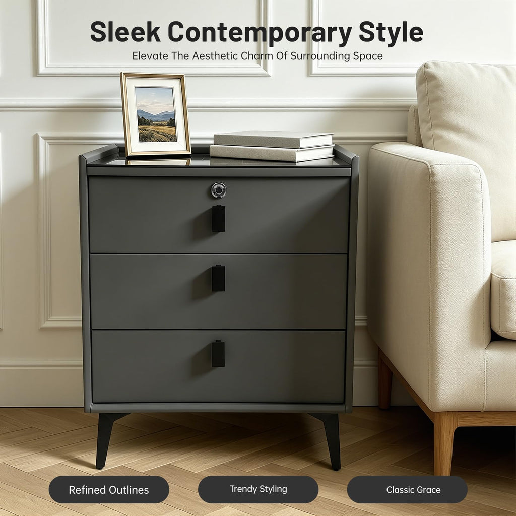 Smart LED Nightstand with Wireless Charging and Fingerprint Lock B410