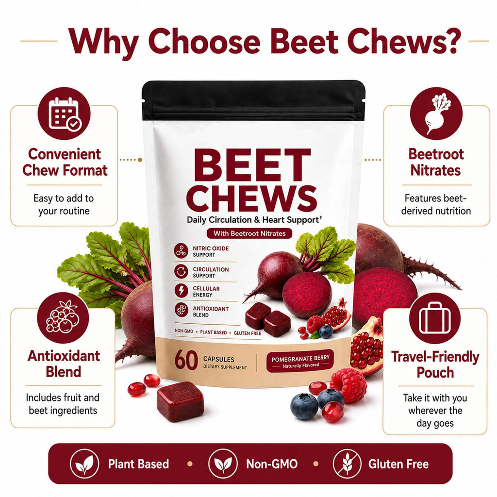 Beet Root Gummies with L-CoQ10 & Grape Seed, Berry Flavor, 60 Chew M23113