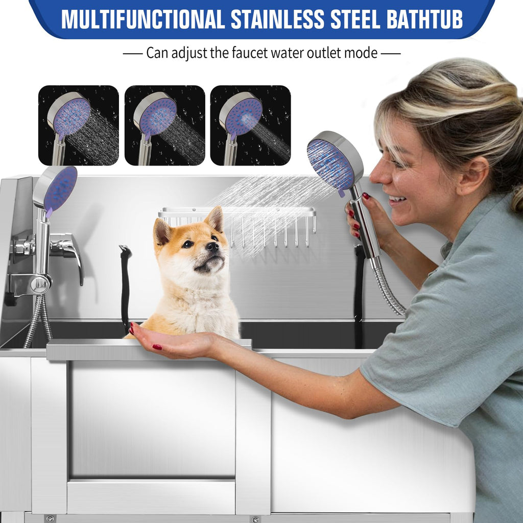 Stainless Steel Dog Grooming Tub with Stairs R860