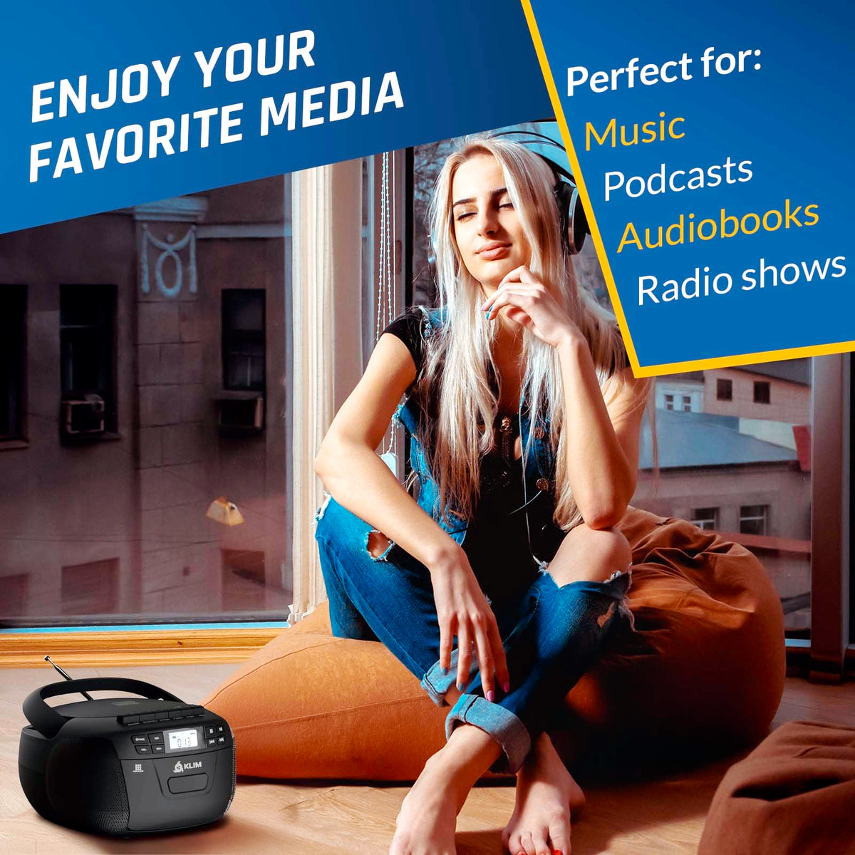 CD Cassette Player with Bluetooth AM FM Radio USB Drive G291638