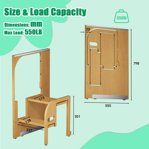 2 Step Foldable Wooden Ladder K61789