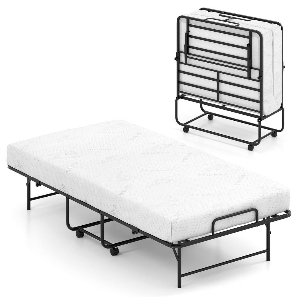 Twin Folding Bed with Memory Foam Mattress D679