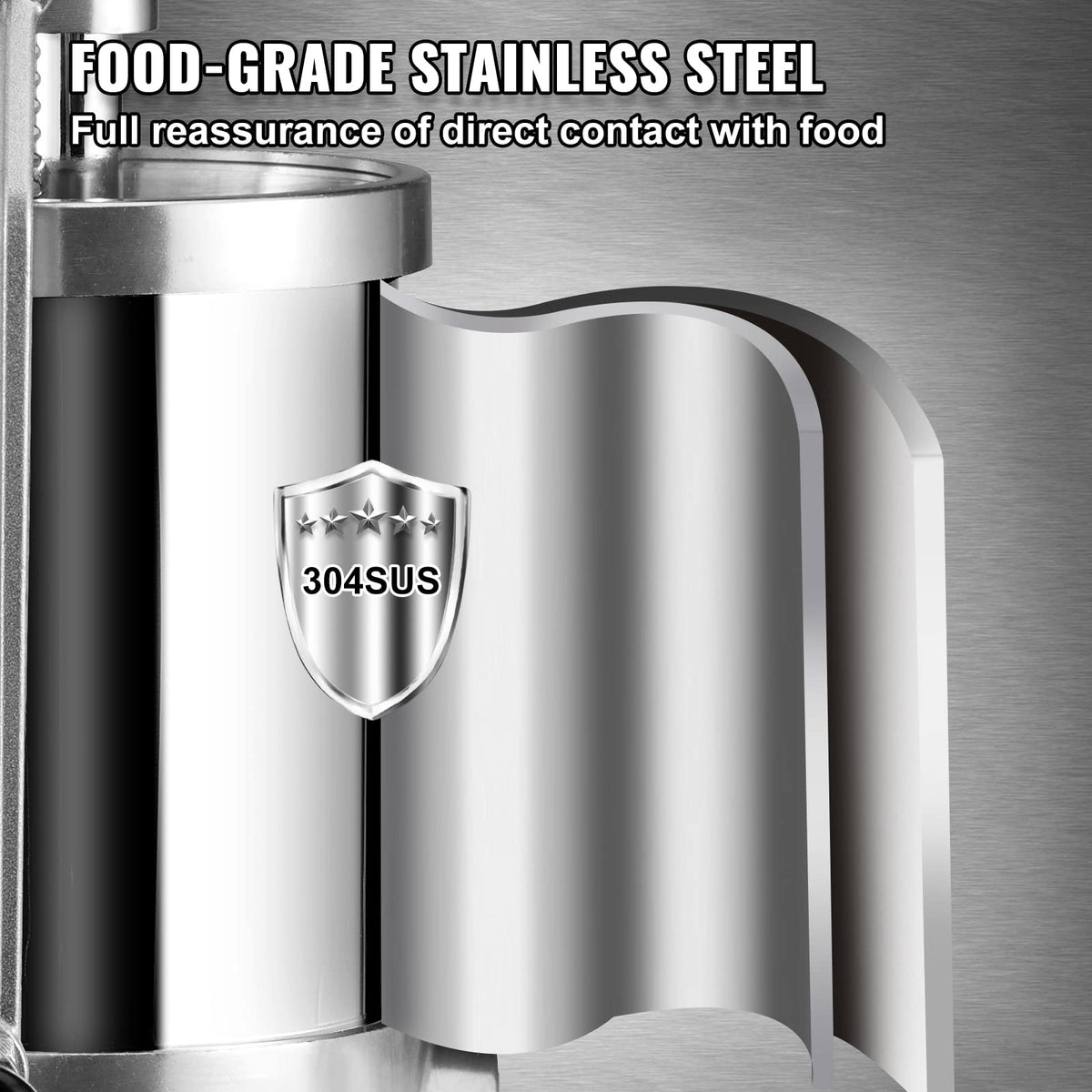 2.5LBS 304 Stainless Steel Vertical Sausage Stuffer with 3 Stuffing Tubes N93885