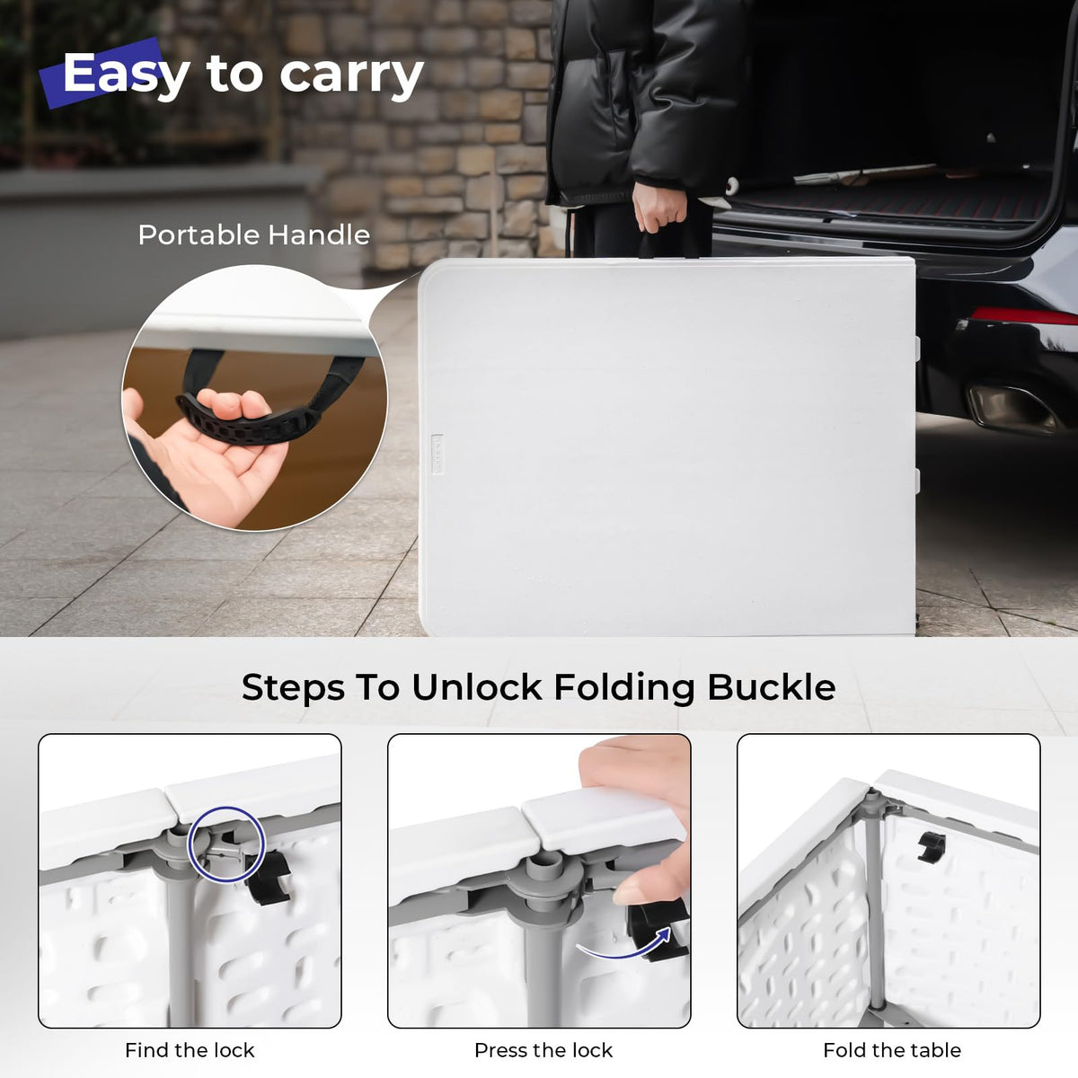 6ft White Folding Table D7869