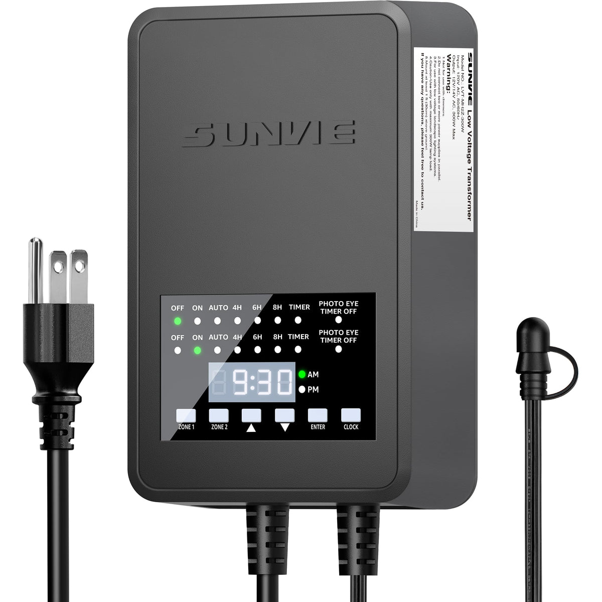 300W Low Voltage Landscape Transformer with Timer and Photocell Sensor M37183