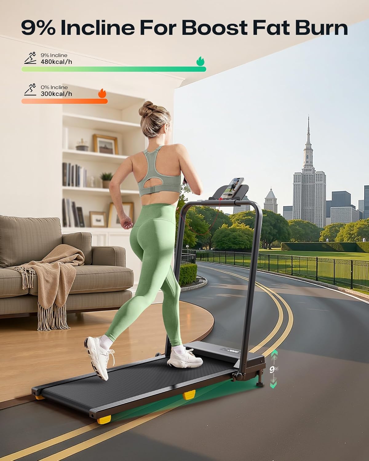 Manual Incline 2.5HP Portable Walking Treadmill R2055