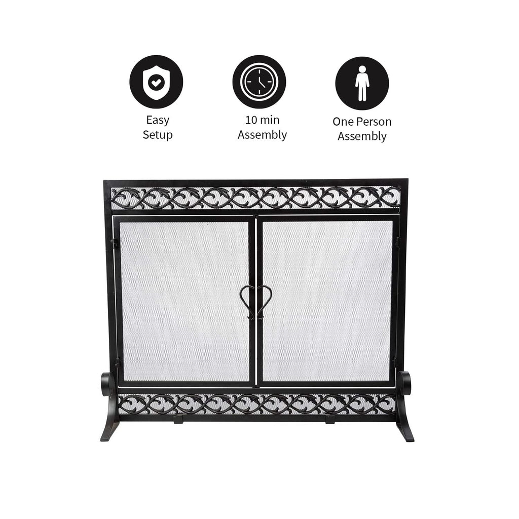 Black Metal Fireplace Screen A289