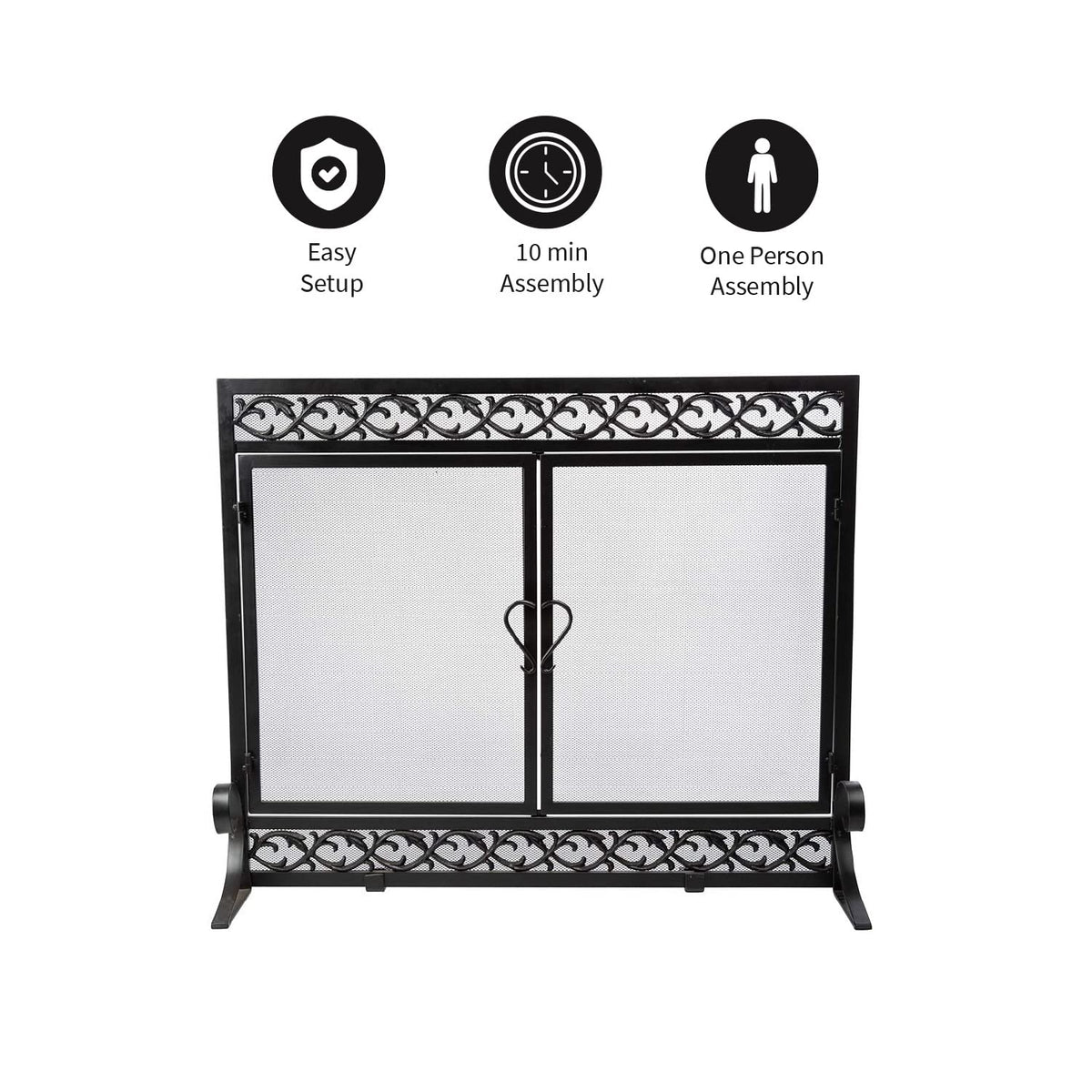 Black Metal Fireplace Screen A289