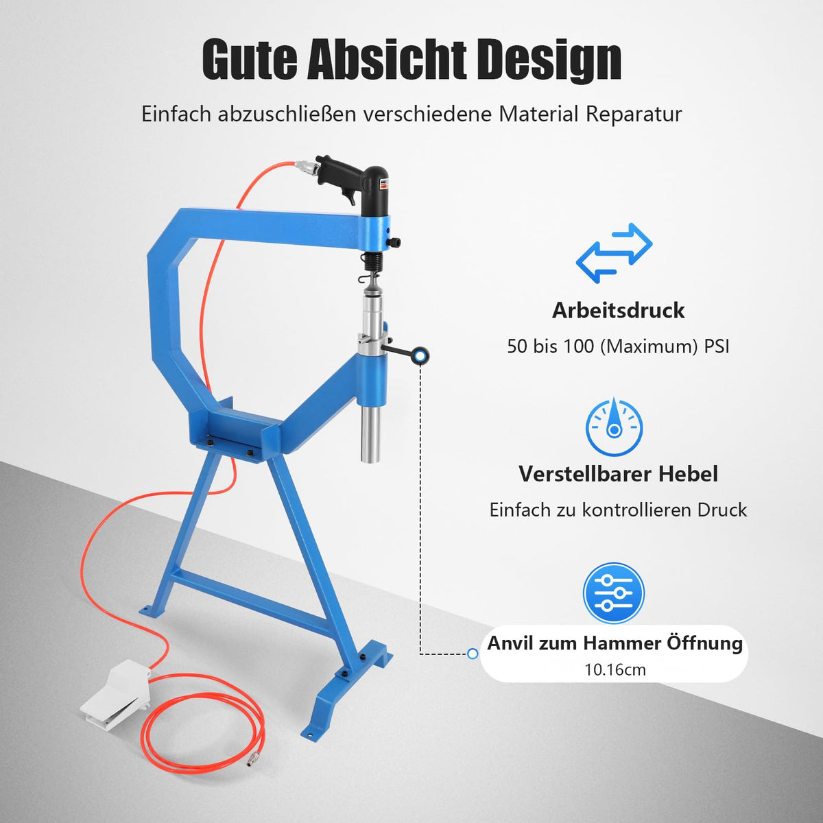 Pneumatic Planishing Hammer with Pedal and Stand U4560