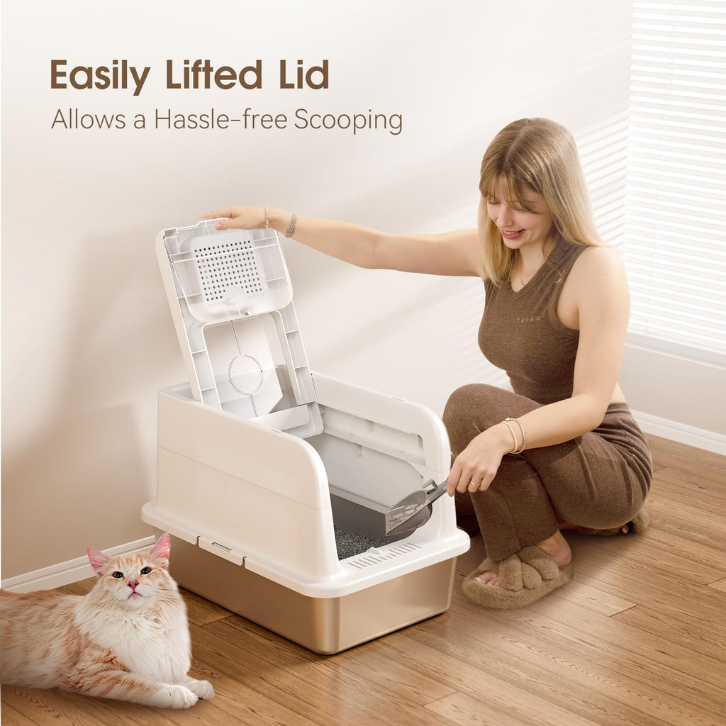 XL Stainless Steel Cat Litter Box with Lid R123660