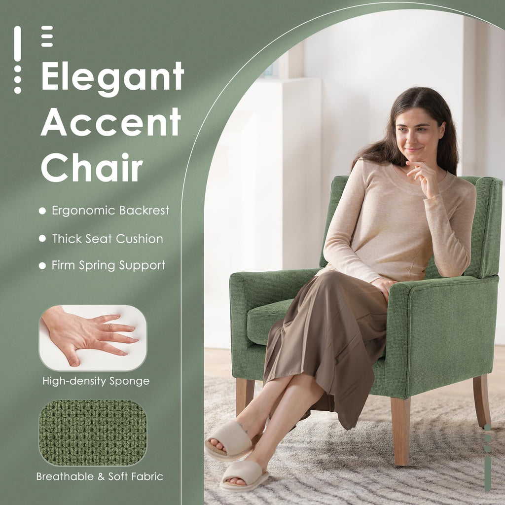 Green Upholstered Fabric Wingback Armchair Set of 2 K5541